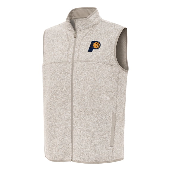 Men's Antigua Oatmeal Indiana Pacers Fortune Full-Zip Vest