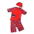 thumbnail image 2 of Odeerbi 3-11 Años Traje de Baño de Entrenamiento Atlético de Dos Piezas Para Niños Con Conjunto de Gorra de Baño Traje de Baño de Surf de Playa, 2 of 4
