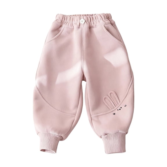 Coerni Toddler Baby Boys Girls Jogger Pants Fleece Lined Elastic Waistband Sweatpants Cotton Thermal Pants Cute Cozy Track Trousers