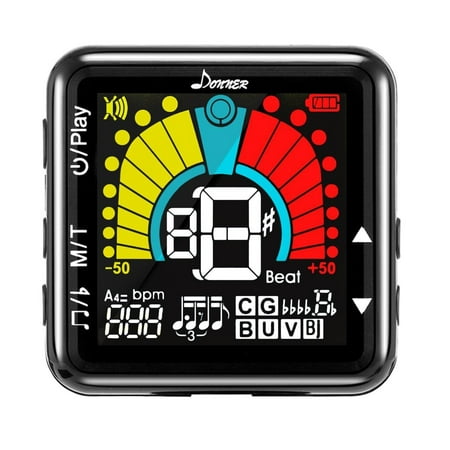 Digital Depth Instrument Donner Rechargeable Clip on Tuner for All Instrument, Guitar Ukulele Bass Banjo Vionlin Mandolin Digital Metronome Tuner ()