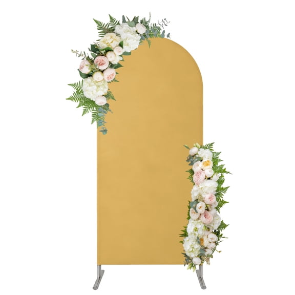 Arch Backdrop 7.2 Ft, Yellow Spandex Stretch Fitted Arch Cover, Round Top Chiara Arches Stand Backdrop Cover for Wedding Birthday Party Baby Shower Minimalist Modern Solid Color Yellow