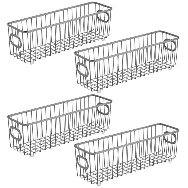 mDesign Metal Kitchen Pantry Food Storage Basket, 4 Pack - Walmart.com ...