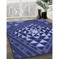 thumbnail image 3 of Ahgly Company Tapis d'Intérieur Rond Lavable en Machine Bleu Ardoise Clair Transitionnel, 3 Pieds Rond, 3 of 7