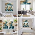 thumbnail image 6 of Teal Brown Kitchen Curtains Sets for Windows 36 Inch Length, Abstract Art Modern Water Ripple Rod Pocket Window Treatments Tier Curtains and Valances Set for Bedroom/Bathroom, 6 of 8