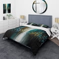 thumbnail image 1 of Designart "Black and Green Geometric Composition II" Animals Bedding Covert Set - Abstract Geometric Black Abstract Bed Set With 1 Sham, 1 of 6