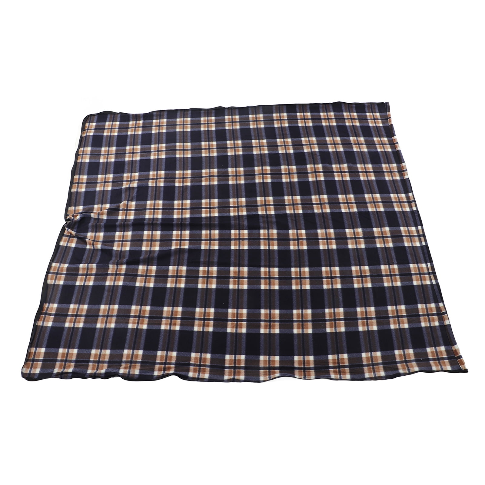 Camping Sleeping Bag, Warm Fleece Sleeping Bag Breathable Skin Friendly  For Hiking Navy Blue Grid