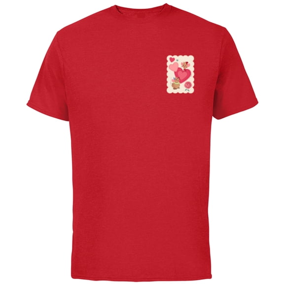 Disney Princess Valentine’s Day Cinderella Jaq & Gus Hearts - Short Sleeve Cotton T-Shirt for Adults - Customized-Red