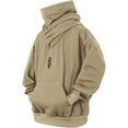 thumbnail image 1 of Yuyuzo Chandails à Capuchon en Molleton pour Hommes, Chandails à Col Bénitier, Chandail Décontracté, Automne Hiver, Hauts Amples, 1 of 2