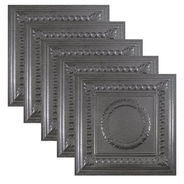 Great Lakes Tin Cleveland Pewter 2ft x 2ft Nail Up Ceiling Tiles (5 Pack)