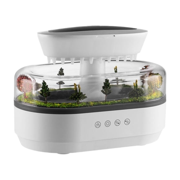 Difusor de aceite esencial Rainrep Rain Air Humidificador Humidificador a ornamería para el adorno para el hogar con luz colorida para el