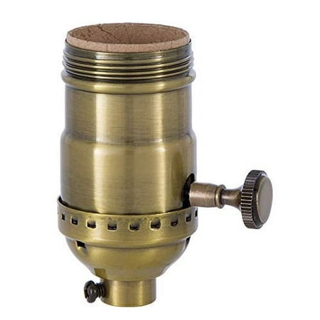 

Early Electric Style Brass Turn Knob Lamp Socket - Antique Brass Finish 3-Way [Keywords: Brass turn knob socket antique brass finish early electric style]