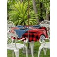 thumbnail image 2 of Outdoor Tablecloth with Umbrella Hole and Zipper, Valentines Day Round Table Cloth 54 Inch Waterproof Tablecloth, Red Black Buffalo Plaid Truck Rose Floral Picnic Table Cover for Patio Camping, 2 of 7