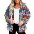thumbnail image 3 of Women's Fashionable Casual Zippered Hooded Sweatshirt Jacket with Christmas Print and Drawstring, Furry Plush for Winter,Hot Pink,L, 3 of 6