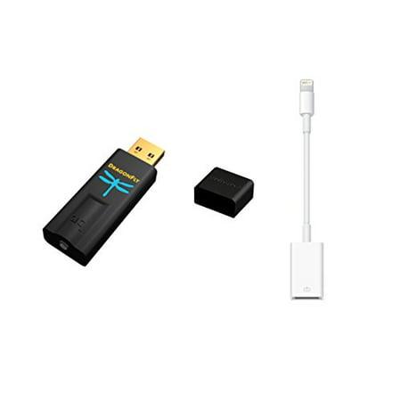 AudioQuest Dragonfly Black Mobile Bundle With DragonFly Black (Portable USB Preamp, Headphone Amp/DAC) And Lightning To USB
