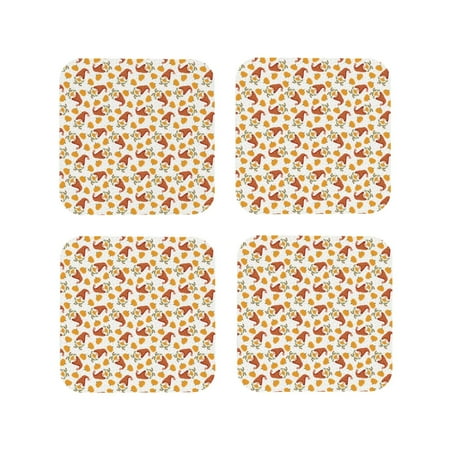 

Tideii Gnomes Autumn for Leather Coasters 4 Pieces Anti-fouling and Anti-scalding Decorative Coasters Suitable for Restaurants Kitchens Coffee Shops-Square