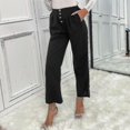 thumbnail image 4 of Pantalones de mujer Pantalones de mujer con corte de bota recortados estilo viajero negro de color sólido para mujer-AM, 4 of 5