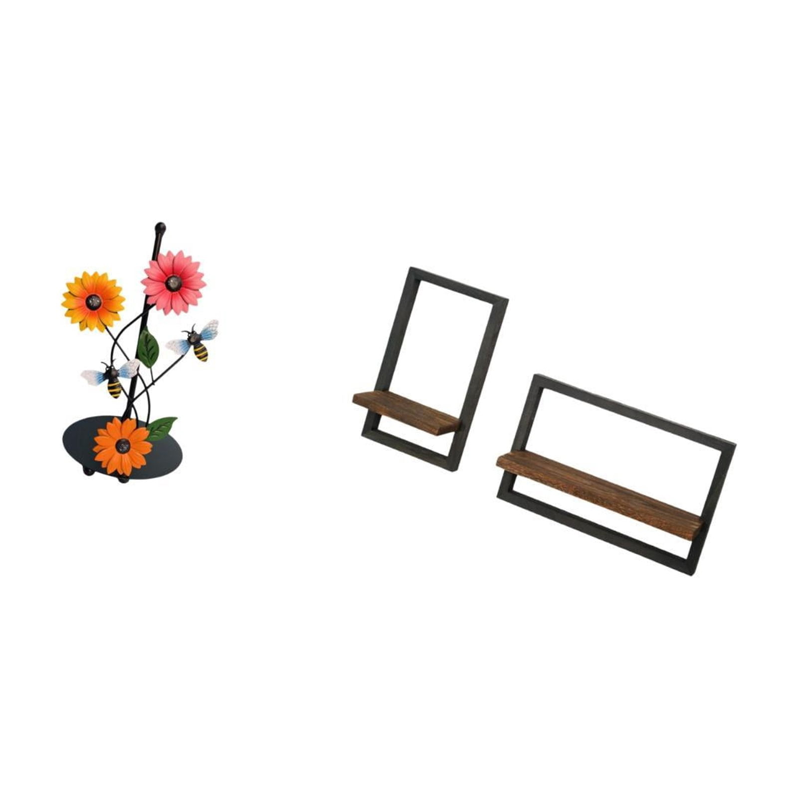 Fiocias Toilet Paper Holder Paper Towel Holder Countertop Kitchen Roll Holders Standing Paper Towel Wall Storage Shelves Made of Iron And Wood Suitable for Ki
