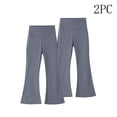 thumbnail image 3 of BXJX Girls Leggings 2 Pieces, Elastic Waist Sports Stretchy Slim Base Layer Flare Pants Gray Size 6-7 T, 3 of 7