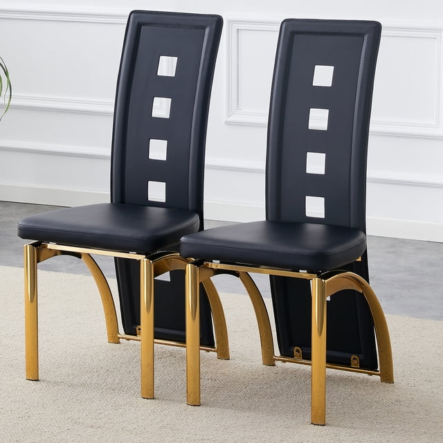 Noble House Modern Minimalist 2-Piece Dining Chair Set - Black Saddleback