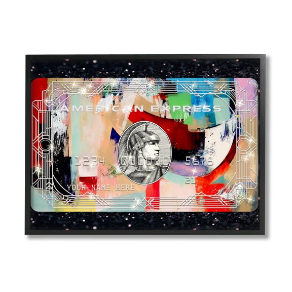 Stupell Industries Credit Card on Black Abstract Painting Black Framed Art Print Wall Art, 14 x 11