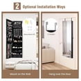 thumbnail image 4 of Jewelry Armoire, Mirrored Wall/Door Cabinet - Lockable Jewelry Storage Organizer with LED Lights & 2 Drawers - Full Length Mirror - for Women Girls (Black), 4 of 7