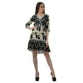 thumbnail image 3 of Moomaya Robe Courte Décontractée pour Femmes en Georgette Imprimée à Manches 3/4 et Col en V, 3 of 6