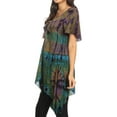 thumbnail image 4 of Sakkas Daniela Womens Short Sleeves Loose Tie Dye Blouse Top Tunic Asymmetrical - Olive - One Size Plus, 4 of 5
