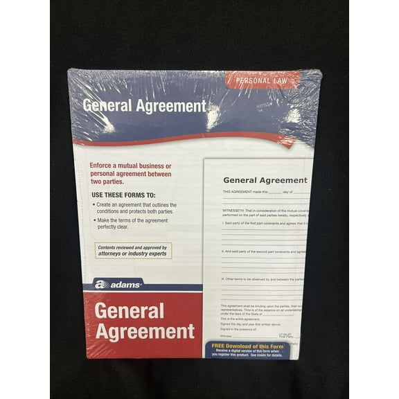 Adams General Agreement Form, 8.5 x 11 Inch, White, LF195