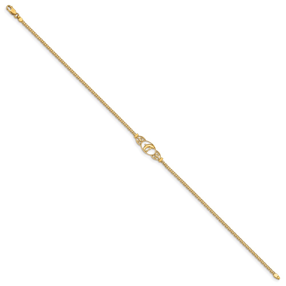 Primal Gold 14 Karat Yellow Gold Dolphin 9-inch Anklet