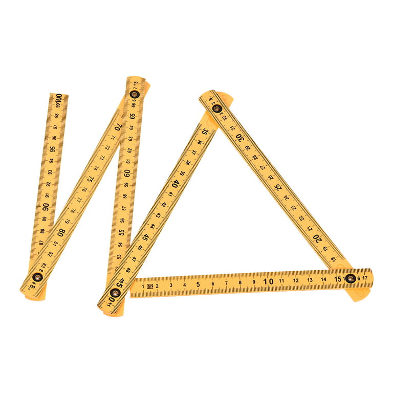 Quluxe Folding Ruler Measuring Stick (3.28 Foot Foldable Design),  Centimeter (CM), Slide Fold Up Design Perfect for Carpenters, Contractors-  Yellow