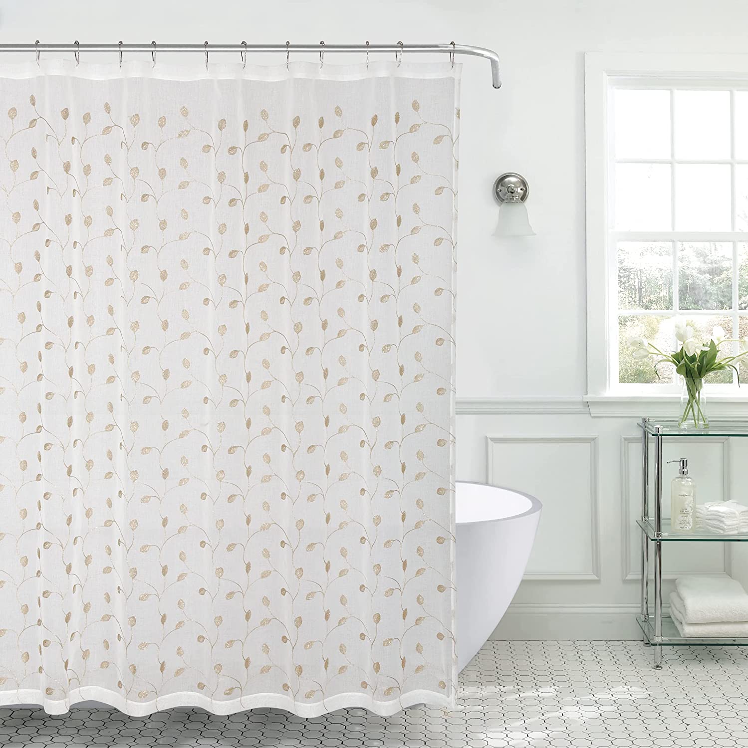 Serafina Home Decorative Sheer Fabric Shower Curtain for Bathroom