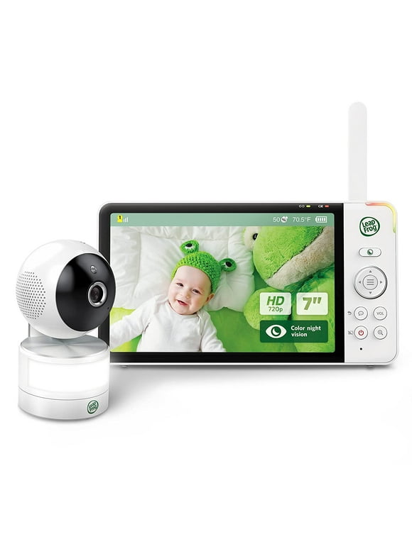 LeapFrog LF920HD Color Night Vision Video Monitor, 7" HD Display, 360 Pan Tilt, Night Light, Temp & Humidity Sensor, Up to 15Hrs Video Time, Range Up to 1000ft, Secure Transmission 1 Camera 7" LCD
