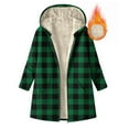 thumbnail image 6 of Plaid Hooded Jackets for Womens Sherpa Fleece Lined Long Jacket Winter Plush Thermal Long Sleeve Zipper Active Coats, 6 of 7