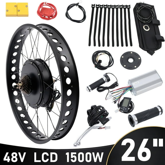 For 26" 48V 1500W E-Bike Fat Tire Bicycle Rear Wheel Hub Motor Conversion Kit