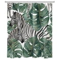 thumbnail image 2 of HVEST Tropical Shower Curtain Zebra and Monstera watercolor Shower Curtain for Bathroom,Emerald Green Shower Curtain Bath Accessories Polyester Waterproof Durable Fabric curtain with Hooks,60x72 Inch, 2 of 6