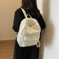 thumbnail image 1 of Ladies Quilted Padded Knapsack Diamond Lattice Students Backpacks Solid Color Schoolbag Women's Mochilas Large Capacity Rucksack White, 1 of 6