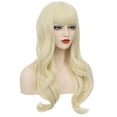 thumbnail image 3 of RightOn Blonde Wig Long Wavy Wig with Bangs Women Synthetic Wig Long Wig Light Blonde Wigs for Cosplay Costume Party with Hairnet, 3 of 7