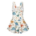 thumbnail image 5 of COEQINE Girls One Piece Swimsuit with Skirt Sleeveless Cute Skirted Bathing Suit Hawaiian Swimwear for Kids 3-4 Years, Summer Swim Dress for Water Play, Dinosaur Rainbow White, 5 of 8