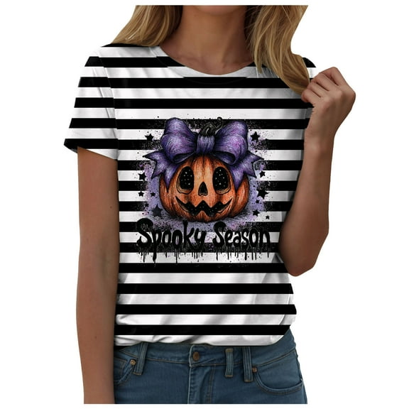Ymyiu Halloween Tops for Women Witch Halloween Shirt for Women Retro Halloween Grpahic Tee Funny Tshirt Fall Casual Shirts Tee Tops (Black,XL)