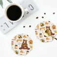 thumbnail image 4 of Honeii Cute Bee Honey Jar Hive Bear print Leather Coaster Set of 4, ideal for safeguarding your furniture from drinks spills and effortless cleanup-Octagon, 4 of 6