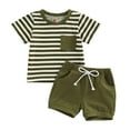 thumbnail image 4 of 18 Months Boy Clothes Baby Clothes Boy Baby Boy Clothes Toddler Summer Outfit Short Sleeve T-Shirt Tee Tops Joggers Casual Shorts 2Pcs Clothing Set Green 18-24 Months, 4 of 4