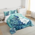 thumbnail image 3 of jejeloiu Cyan Blue Peacock Queen Comforter Set,Retro Rustic Flower Bedding Sets,Safari Zoo Animal Bedding Comforter Set For Men Women,Breathable Home Decor Reversible,3 Pieces, 3 of 8