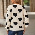 thumbnail image 4 of Sweaters For Women R-neck Striped Cute Color Block Fall Winter Knitted Pullover Tops with Heart Print, Loose Fit Comfortable Long Sleeve Sweater for Casual Wear,Black,L, 4 of 4