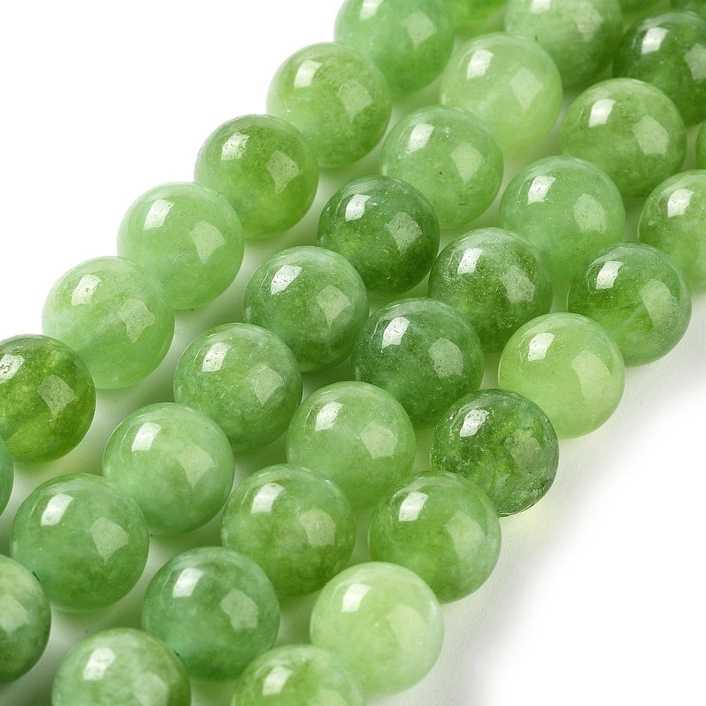Dyed Natural Malaysia Jade Beads Strands Round Yellow Green 10mm Hole: 1.2mm about 19pcs/strand 7.09 inch(18cm)