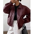 thumbnail image 3 of PRETTYGARDEN Women's Faux Leather Oversized Motorcycle Jackets Fall Zip Up Jacket, Collared Neck, Button Cuff, Relaxed Fit, Long Sleeve, Casual Outerwear, Winter Coats, Fashion Clothing, 3 of 8