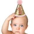 thumbnail image 2 of KAKOWELY Sombrero de primer cumpleaños, sombrero de cono de cumpleaños, sombrero de fiesta, gorro de cono de cumpleaños con purpurina para niño pequeño, 2 of 5