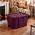 thumbnail image 4 of Sterilite Large Industrial Tote, 27 Gallon Durable Plastic Storage Bin with Snap-On Lid, Ideal for Fall and Halloween Costumes, Décor, and More, Plum, 4 of 12