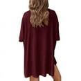 thumbnail image 3 of Women'S Two Piece Lounge Set 2025 Summer Casual Oversized Shirts Biker Shorts Deep Wine Red M, 3 of 8