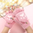 thumbnail image 2 of HJYCHN Winter Gloves Kids Boys Girls Convertible Flip Design Cat Cartoon Button Closure Cold Weather Gloves Hot Pink 7-18 Years, 2 of 4