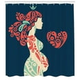 thumbnail image 3 of Ambesonne Abstract Shower Curtain, Pregnant Woman and Heart, 69"Wx84"L, Night Blue Coral Cream, 3 of 3